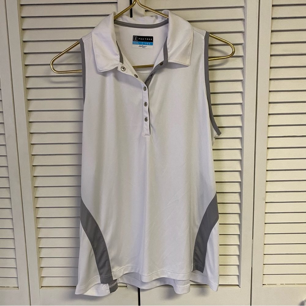 PGA Tour White/Grey Airflux Women’s Tank Size Large